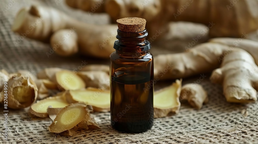 ginger oil extract. selective focus. Generative AI, ginger oil extract. selective focus. Generative AI,