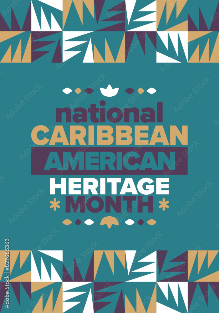 Obraz premium Caribbean American Heritage Month in June. Culture Month to the people of America. Celebrate annual with festival. Happy holiday. Poster, card, banner and background. Vector illustration