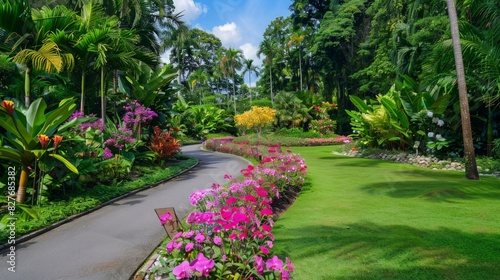 Orchid Garden in Botanical gardens. Botanical gardens is a world heritage site. generative ai