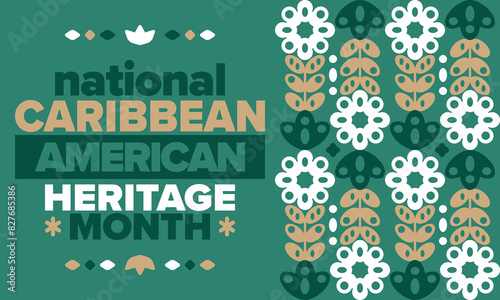 Caribbean American Heritage Month in June. Culture Month to the people of America. Celebrate annual with festival. Happy holiday. Poster, card, banner and background. Vector illustration