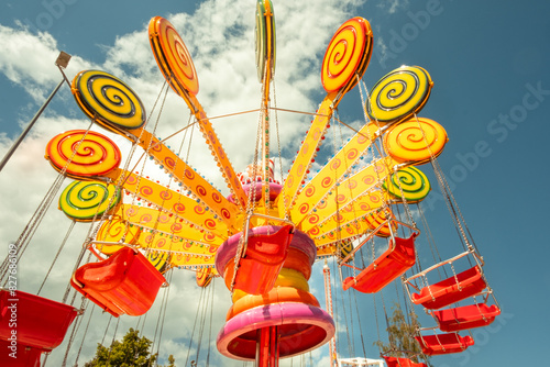A carousel in the amusement park in Bregenz, Austria