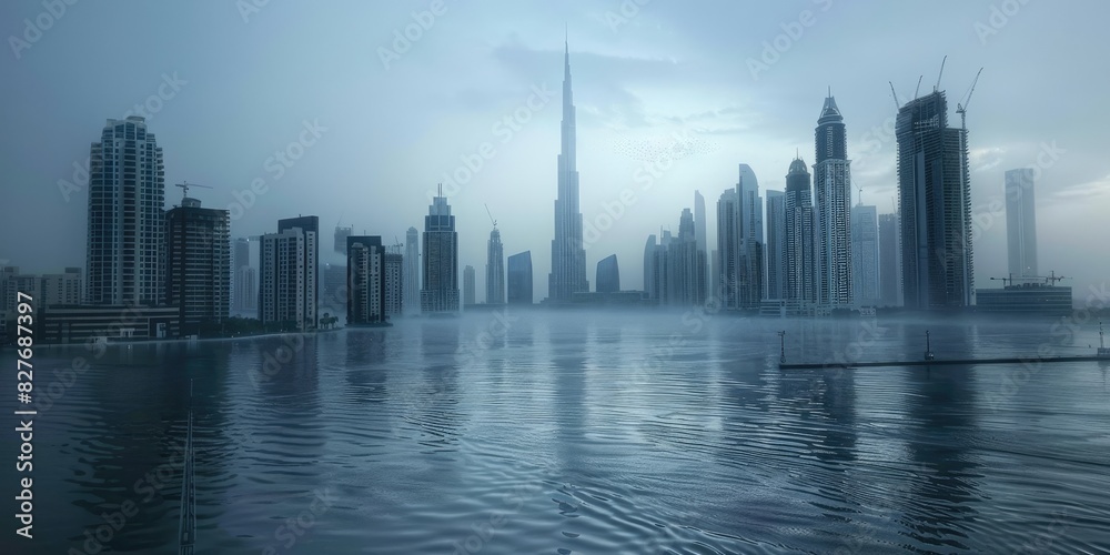 Flooded City Streets Amidst Skyscrapers Flooded City Streets Amidst Skyscrapers