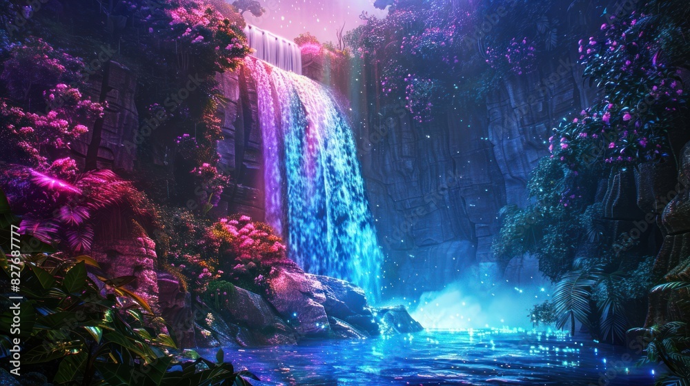 The falls are red, green and yellow. The falls are red, green and yellow.
