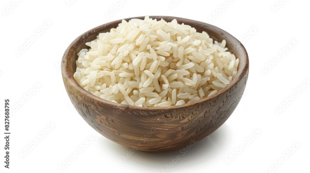 Hot steamed rice white background cut out