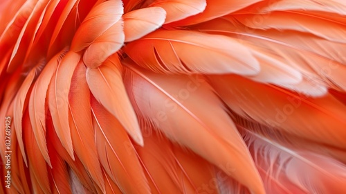 Intricate Texture of a Flamingo's Feather: A Graceful Portrait of Nature's photo