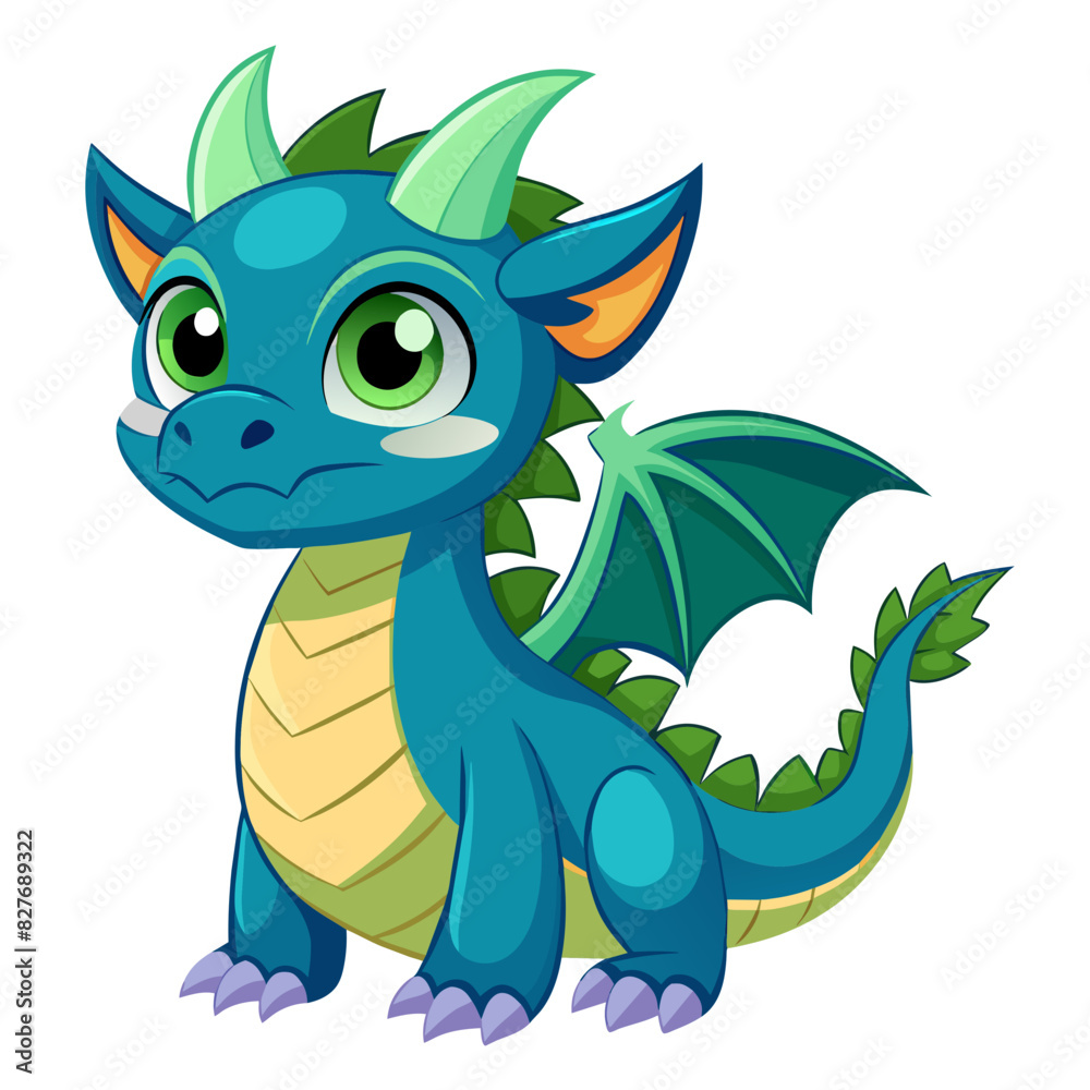 Fototapeta premium green dragon, icon, vector illustration