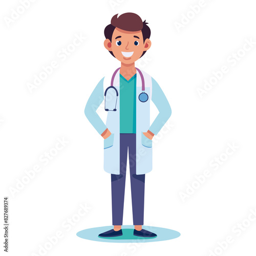 male doctor, icon, vector illustration