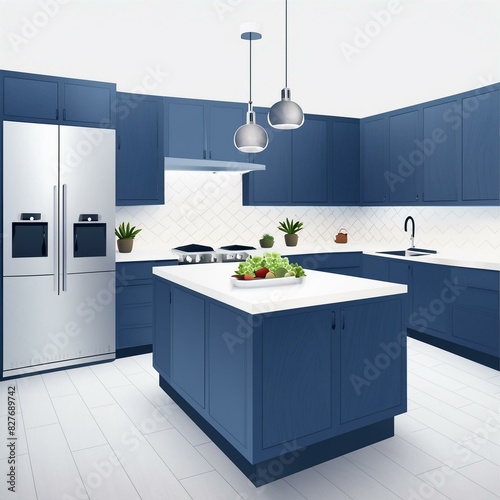 modern kitchen interior, modern kitchen interior with kitchen, Ai Generate  