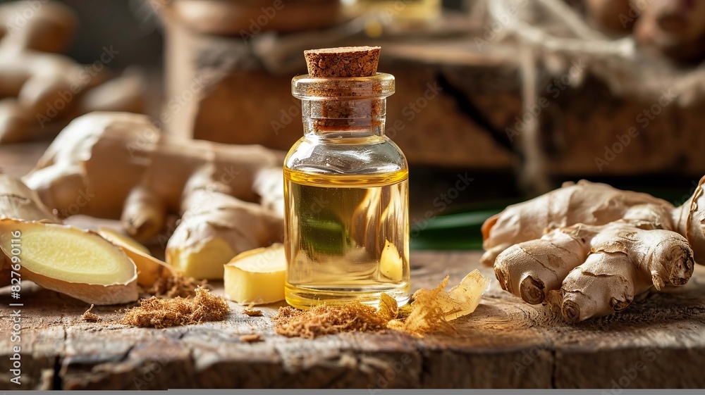 ginger oil extract. selective focus. Generative AI, ginger oil extract. selective focus. Generative AI,