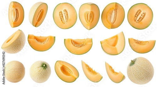 Wallpaper Mural Collection of Cantaloupe isolated whitte background Torontodigital.ca