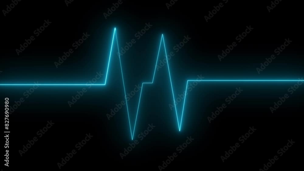 Animated Neon Sign aqua Heart Beat Line. Animated Neon Sign aqua Heart Beat Line.