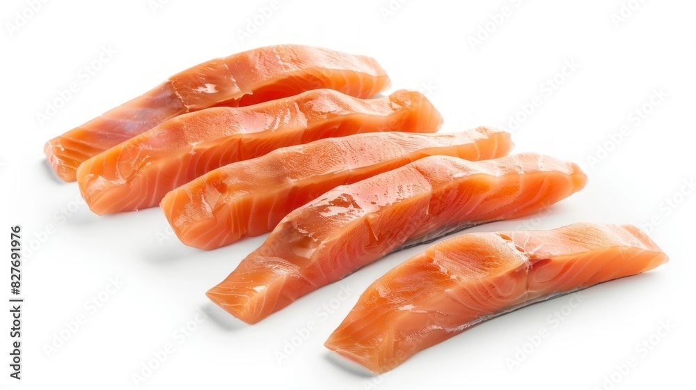Collection of raw salmon fillets isolated on white background Collection of raw salmon fillets isolated on white background
