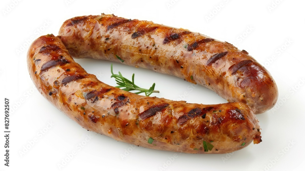 white background Grilled sausages