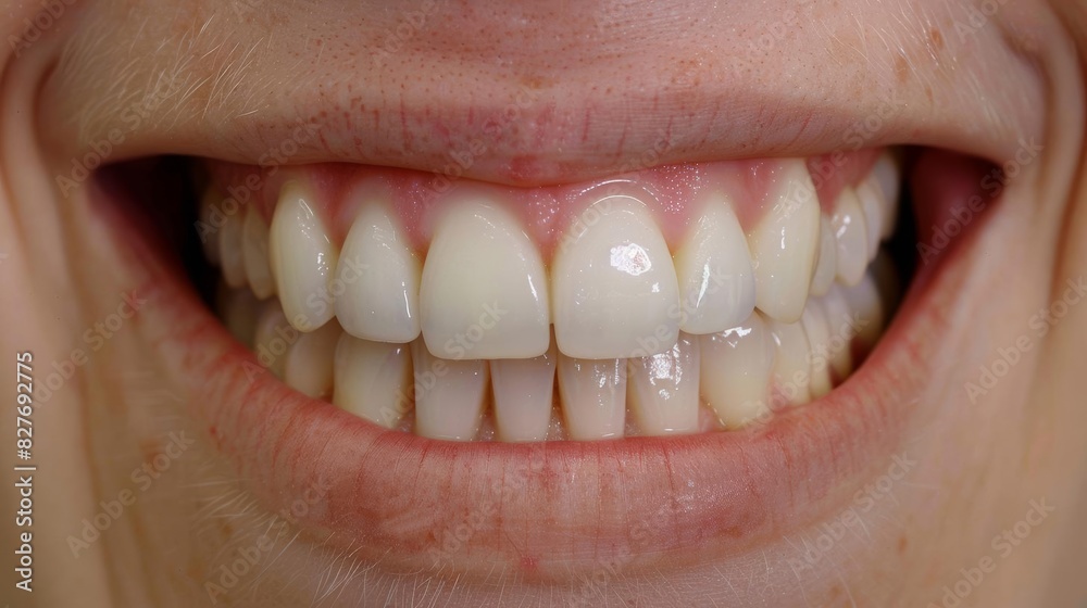 Fototapeta premium Smiling woman with healthy white teeth and pink lips