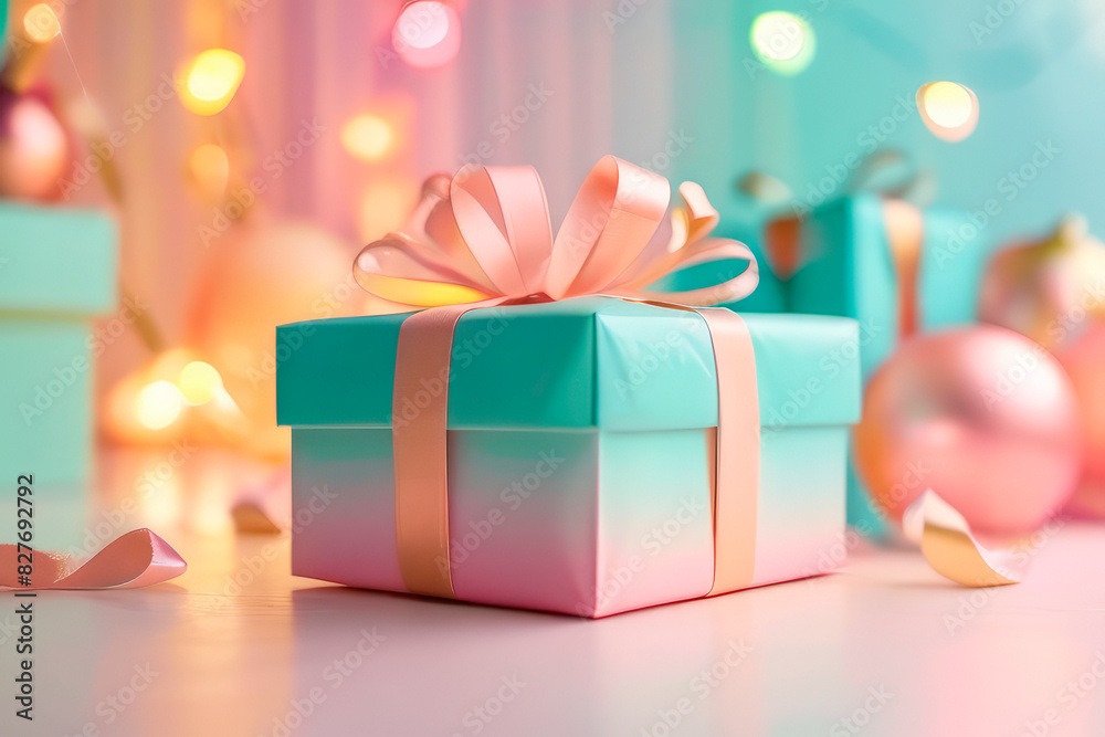 colored gift boxes with ribbon and bow on a festive background colored gift boxes with ribbon and bow on a festive background