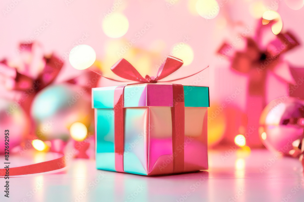 colored gift boxes with ribbon and bow on a festive background colored gift boxes with ribbon and bow on a festive background