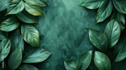 leaves of Spathiphyllum cannifolium  abstract green texture  nature background  tropical leaf