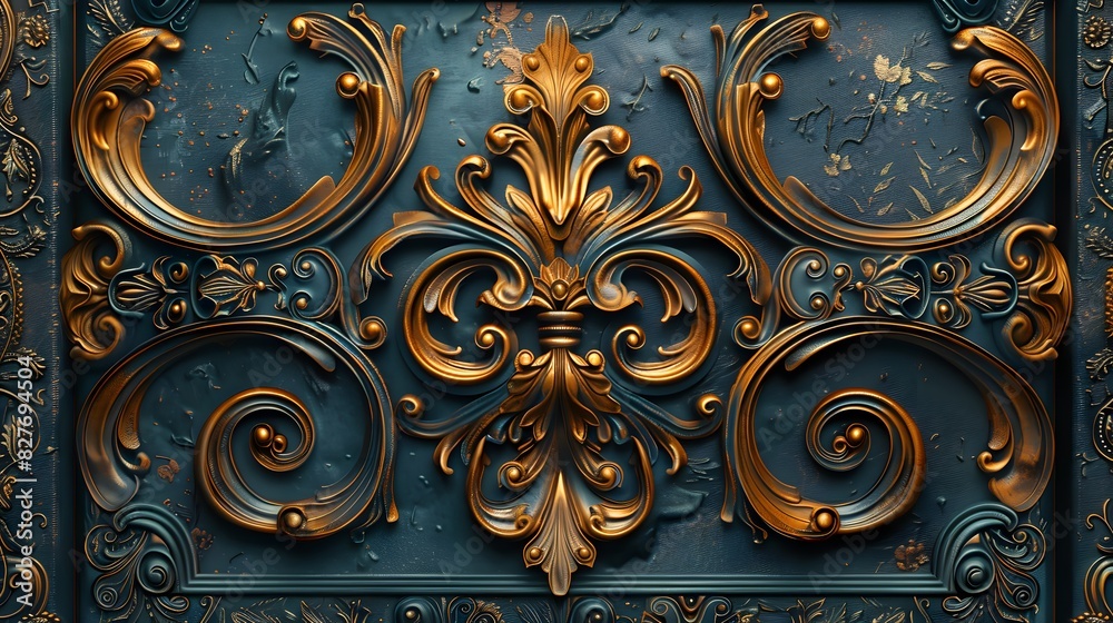 An ornate wooden door with a decorative metal knocker and handle adds a touch of vintage grandeur to the entrance An ornate wooden door with a decorative metal knocker and handle adds a touch of vintage grandeur to the entrance