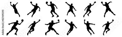Handball silhouettes set, pack of vector silhouette design, isolated background