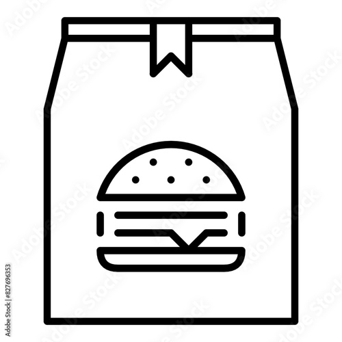 take away food icon, takeout food icon, food paper bag icon