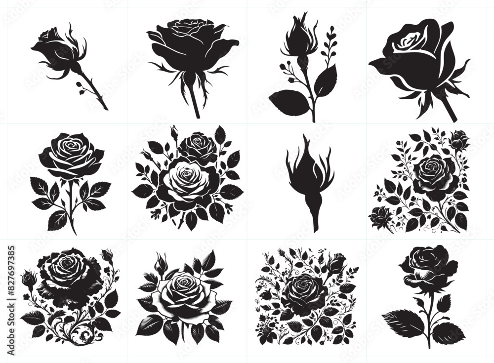 Black Rose Silhouette Set Black Rose Silhouette Set