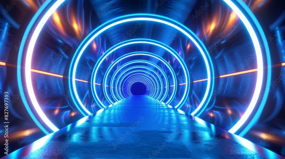 abstract tunnel of glowing arcs in mesmerizing luminescent blue hues 3d render abstract tunnel of glowing arcs in mesmerizing luminescent blue hues 3d render