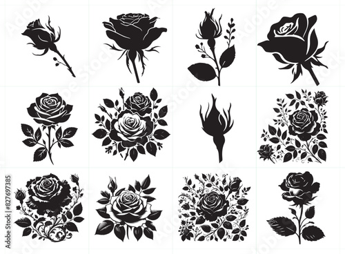 Black Rose Silhouette Set