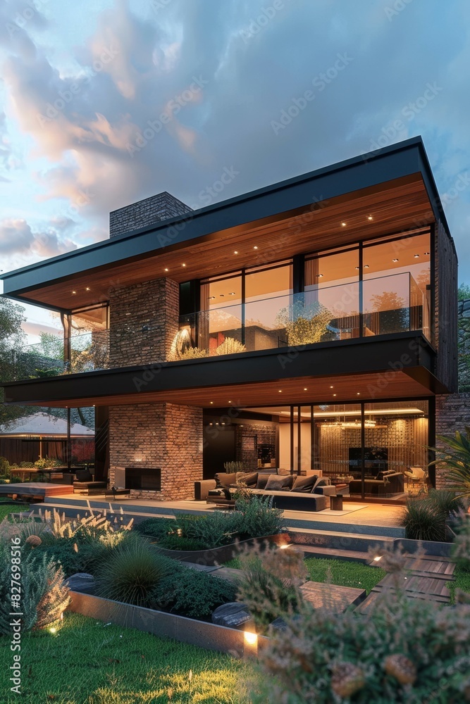 Fototapeta premium Modern Minimalist House with Courtyard