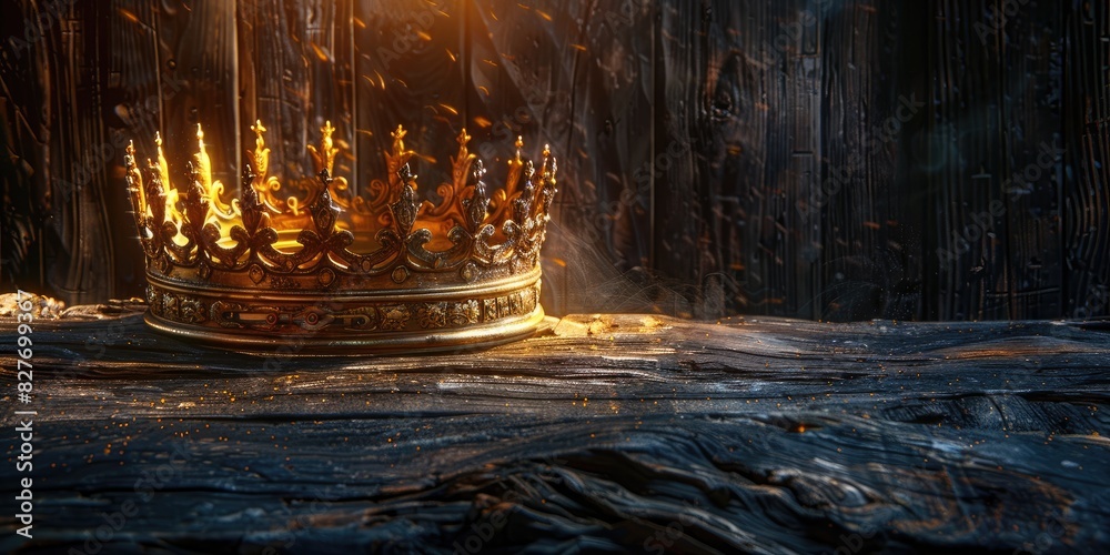 The crown is sitting on the stone with light from the back.