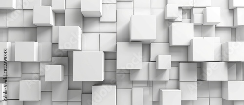 3D rendering of abstract white cubes background.