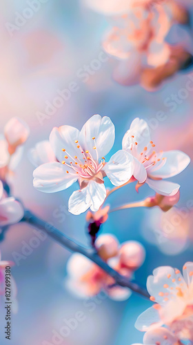 Close-up sakura flower or cherry blossom. Aesthetic Wallpaper