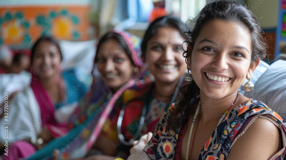 happy indian patient sitting at the hospital happy indian patient sitting at the hospital