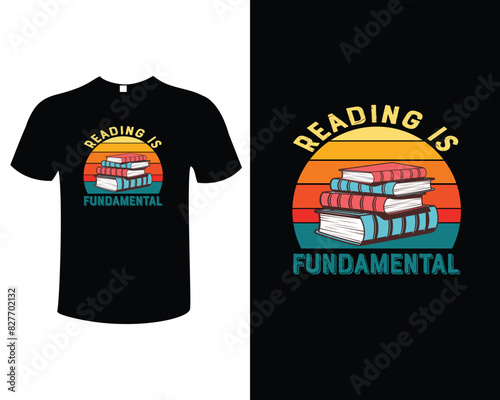 Book Reader and Book Lover Vector Illustration Typography Vintage Artwork Template