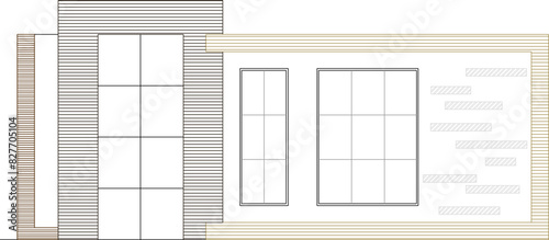 Vector illustration sketch of modern industrial residential building architectural design drawing
