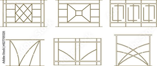 Vector illustration sketch of vintage classic old iron fence railing detail design