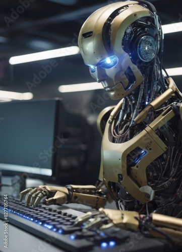 artificial intelligence, cyborg on duty, android working