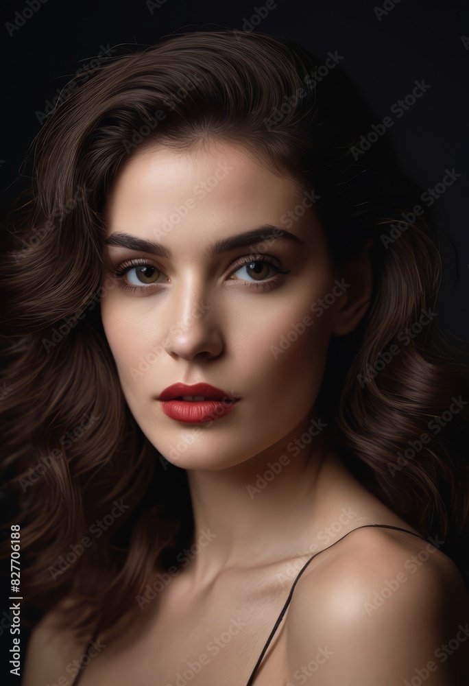 portrait of a model, closeup of a woman, face close up