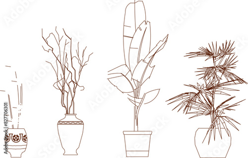 Artistic tree plant design drawing vector illustration sketch for completeness of the image