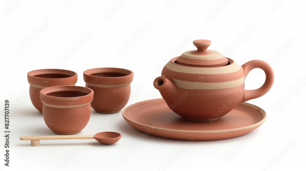 A tea set made from natural clay and painted with waterbased ecofriendly paint. A tea set made from natural clay and painted with waterbased ecofriendly paint.