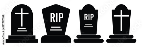 Tombstone line icon set. rip headstone vector icon. death grave tone icon. gravestone line icon suitable for apps and websites UI designs. Tombstone line icon.