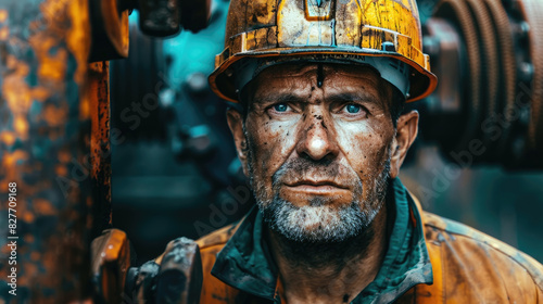 Wallpaper Mural A man wearing a hard hat and overalls standing confidently on a construction site Torontodigital.ca