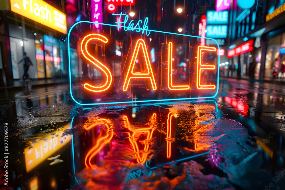 Vibrant neon lighting sign in the Flash SALE 3d render style for web banner, offer promotion, and wallpaper. Concepts of offers and discounts shopping promotions Vibrant neon lighting sign in the Flash SALE 3d render style for web banner, offer promotion, and wallpaper. Concepts of offers and discounts shopping promotions