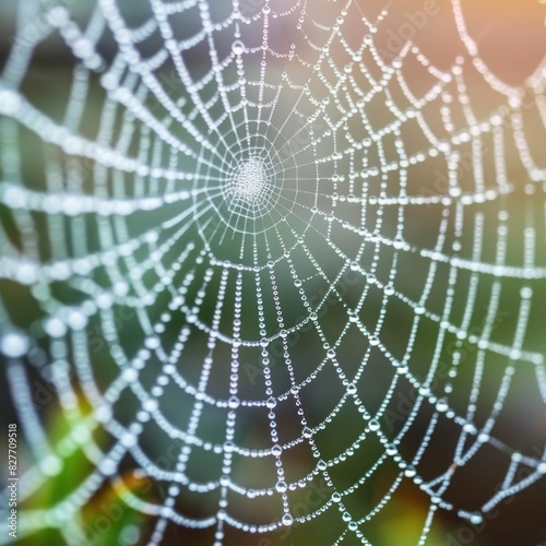 Glistening Raindrops Adorning Delicate Spider Web - Close-up Nature Photography