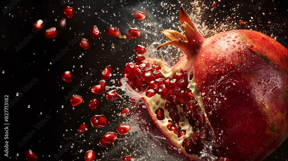 High-Speed Capture of a Pomegranate Bursting Open