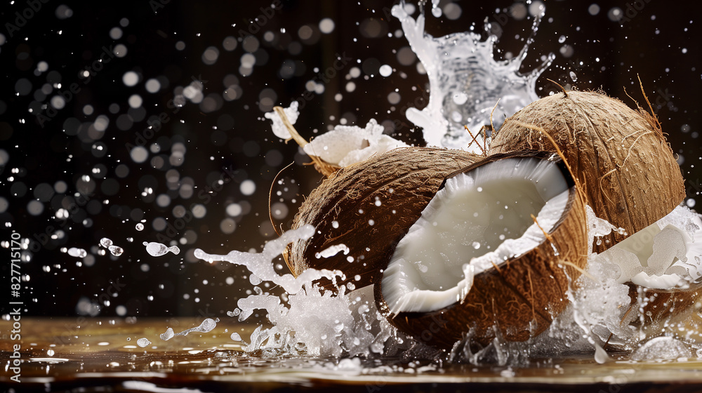High-Speed Capture of a Coconut Splitting Open with Splashing Milk High-Speed Capture of a Coconut Splitting Open with Splashing Milk