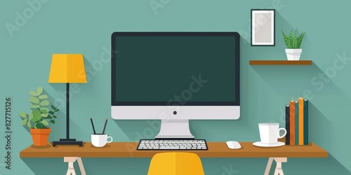 Computer Monitor on Wooden Desk © BrandwayArt