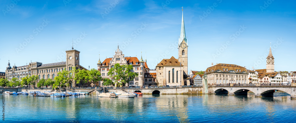 panoramic view at the old town of zurich