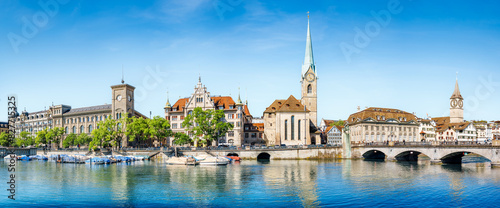 panoramic view at the old town of zurich photo