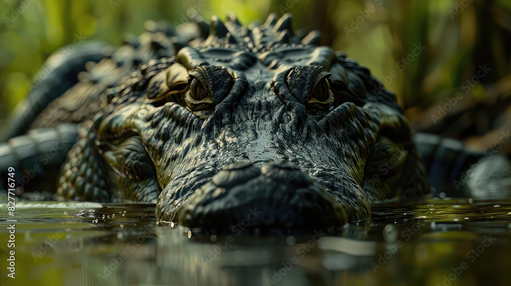 Fototapeta premium Large crocodile in the water. Selective focus.