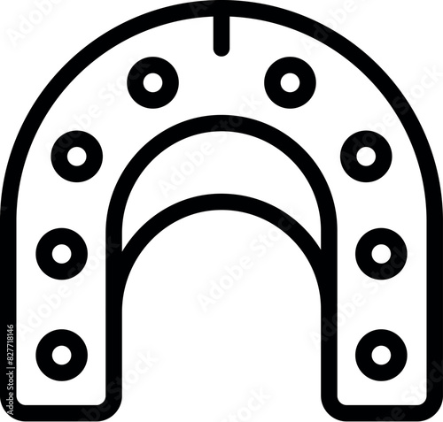 Simple, black and white vector illustration of a horseshoe, symbolizing good luck